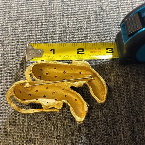 Vintage Gold Leopards Large Brooch Pin with Rhinestone Encrusted - Picture 4 of 7